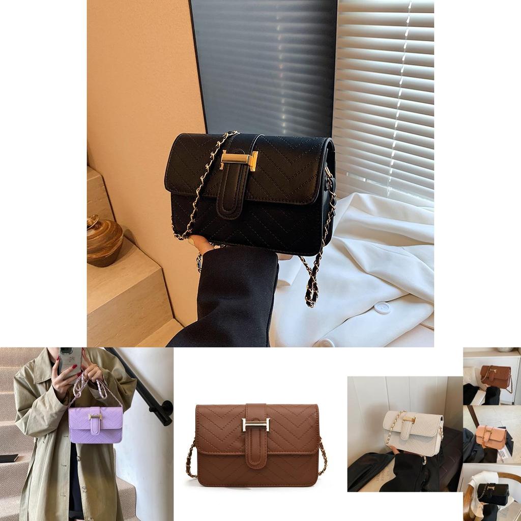 Chic Black Pu Leather Crossbody Bag For Women Stylish Versatile Small Square Handbag