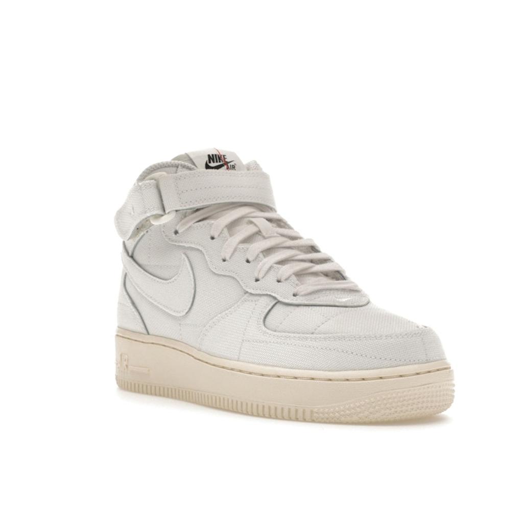 Nike  Air Force 1 07 Mid White Canvas Women Sneakers Summit-White Pearl-White Black DZ4866-121