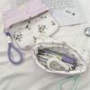 Flower Print Pen Bag with Lanyard Large Capacity Pencil Case Pen Organizers Pencil Pouches Travel Makeup Bag for Women