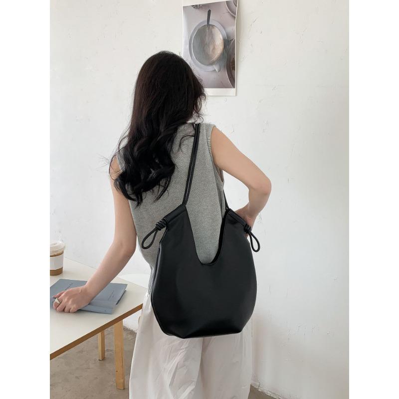 Minimalist style tote bag large capacity women's new commuter bag fashionable simple soft leather shoulder bag women