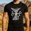 St Michael Archangel Non Serviam Graphic Shirt Medieval Engraving Style Men Tshirt Christian Faith Medieval Culture Lover Tee
