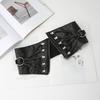 Solid Fashion Color Strap Decoration Women Casual Elastic Waistband Wide
