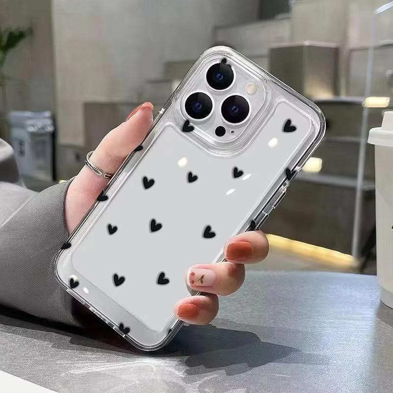 Black Heart Graphic Soft TPU Silicone Transparent Phone Case For iPhone 17 14 13 15 16 Pro Max 16E 12 11 16 Plus 17 Air Cover