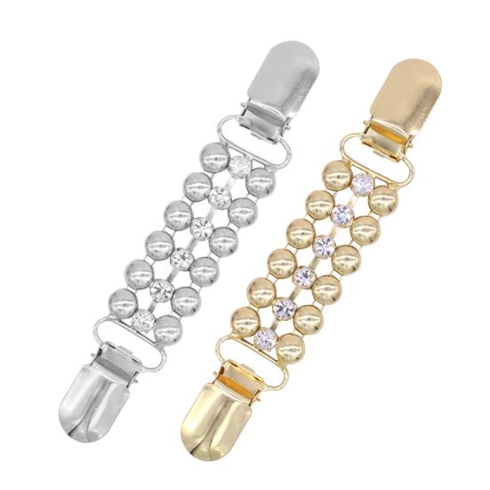 Rhinestone Chain Women's No Buttons Shirt Sweater Cardigan Clip Clamp Decor