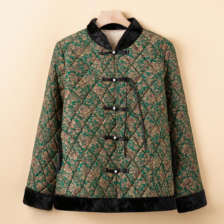

Маленькое хлопковое пальто, Хлопковая куртка с бархатной подкладкой для пожилой женщины, Утепленное хлопковое пальто, Женская одежда для матери среднего и пожилого возраста 5XL зелёный