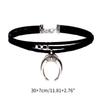 Inverted Moon Pendant Choker Necklace Punk Style Geometric Horn Pendant Necklace Clavicle Chain Hip Hop Jewelry Gift