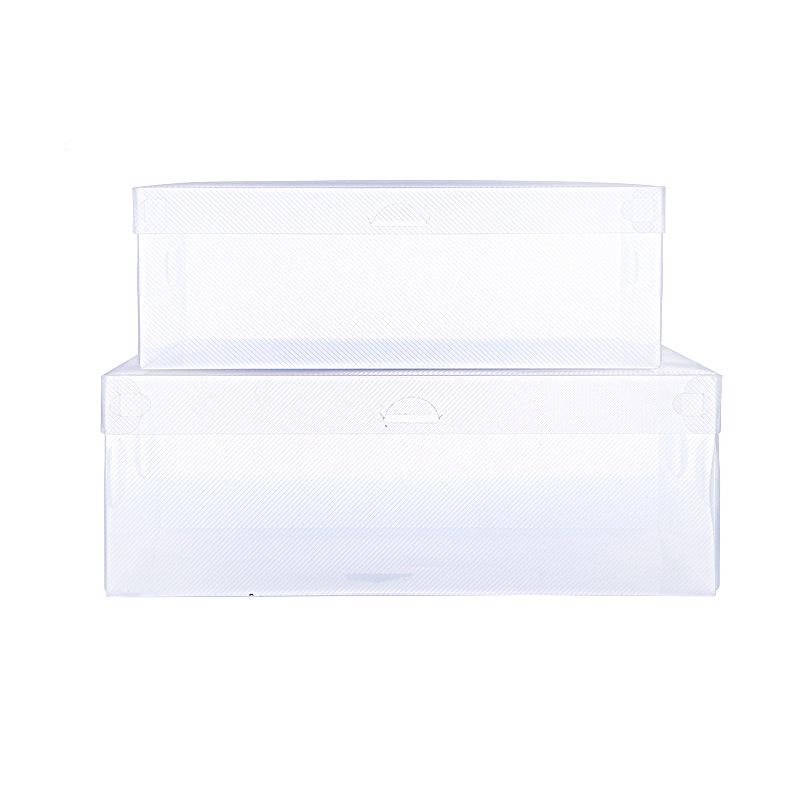 Foldable Transparent Plastic Shoe Storage Box with Moisture-Proof Flip-Top Design