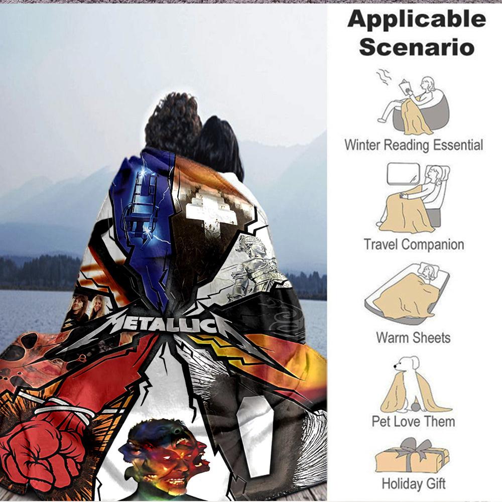 1pc Metallica Poster Artwork Blanket Soft All Season Throw with Vibrant Design, Perfect for Home, Travel, and Gifts, Ideal for Naps and Camping