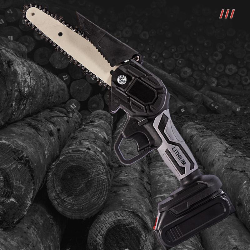 6 Inch Mini Electric Chain Saw Pruning Chainsaw Woodworking Pruning Saw Garden Tool Wood Cutter With 2 Battery