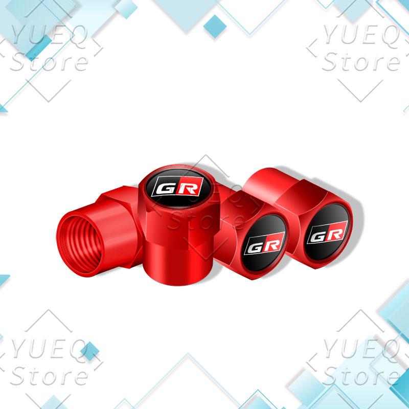 4Pcs Car Wheel Tire Waterproof Airdust Valve Caps Tyre Air Aluminum Stem For Toyota GR Sport Yaris Corolla Hilux Supra C-HR