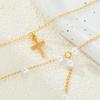 New 2Pcs/Set Cross Long Pearl Tassel Necklace for Women Simple Gold Color Multilayer Pendant Necklaces Set Fashion Party Jewelry