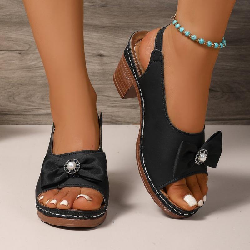 Modische High-Heel-Sandalen Sommer Schleife Einriemen-Sandalen Freizeit-Sandalen