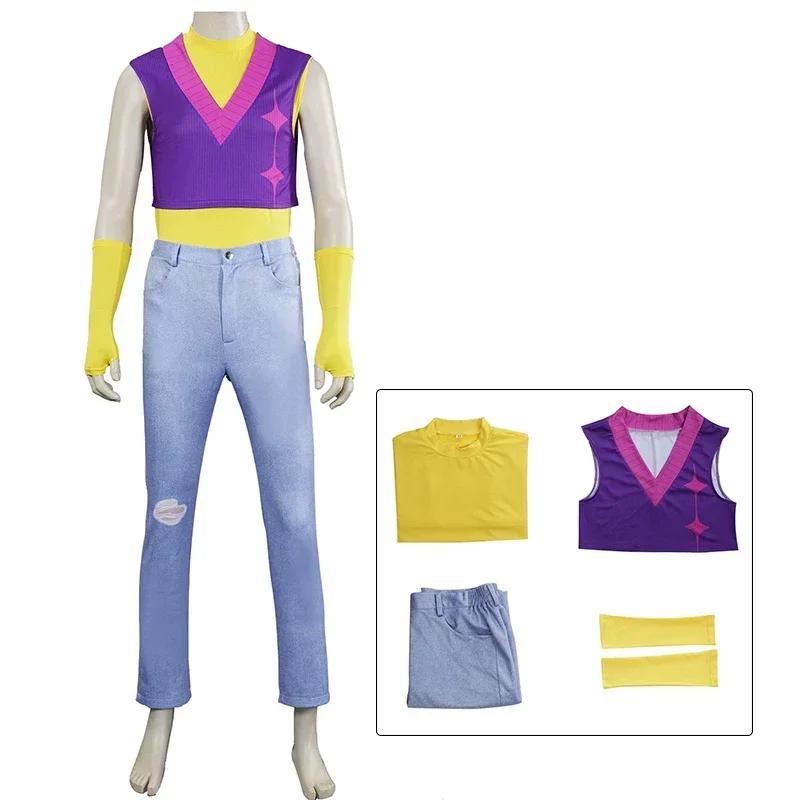 Saja Halloween Garçons Costume Cosplay Mystère Perruque Violette Mystère Hommes Halloween Carnaval Fête Jeu de Rôle Costume Tenue Pour Adulte XXL&Other