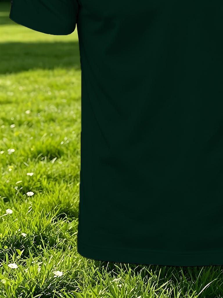 1pc Men'S Short Sleeve Polo Shirt, Multi-Size Available, Collar Button Design, Dark Green Light Yellow Contrast, Light Yellow Lapel Short Sleeve Top,