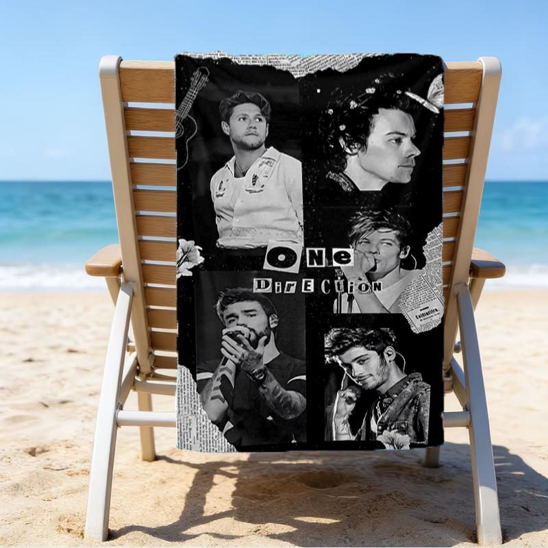 proof beach towel with a One Direction2 pattern - soft,absorbent,quick-drying,machine washable - perfect for swimming,camping,bathing