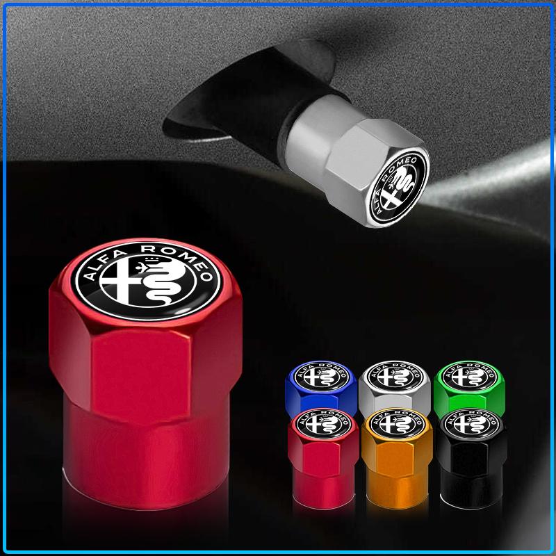 4Pcs Car Valve Stem Caps Cover Waterproof Car Accessories Stickers For Alfa Romeo 147 159 156 Giulietta Giulia Mito Spider Alpha Nheadrest