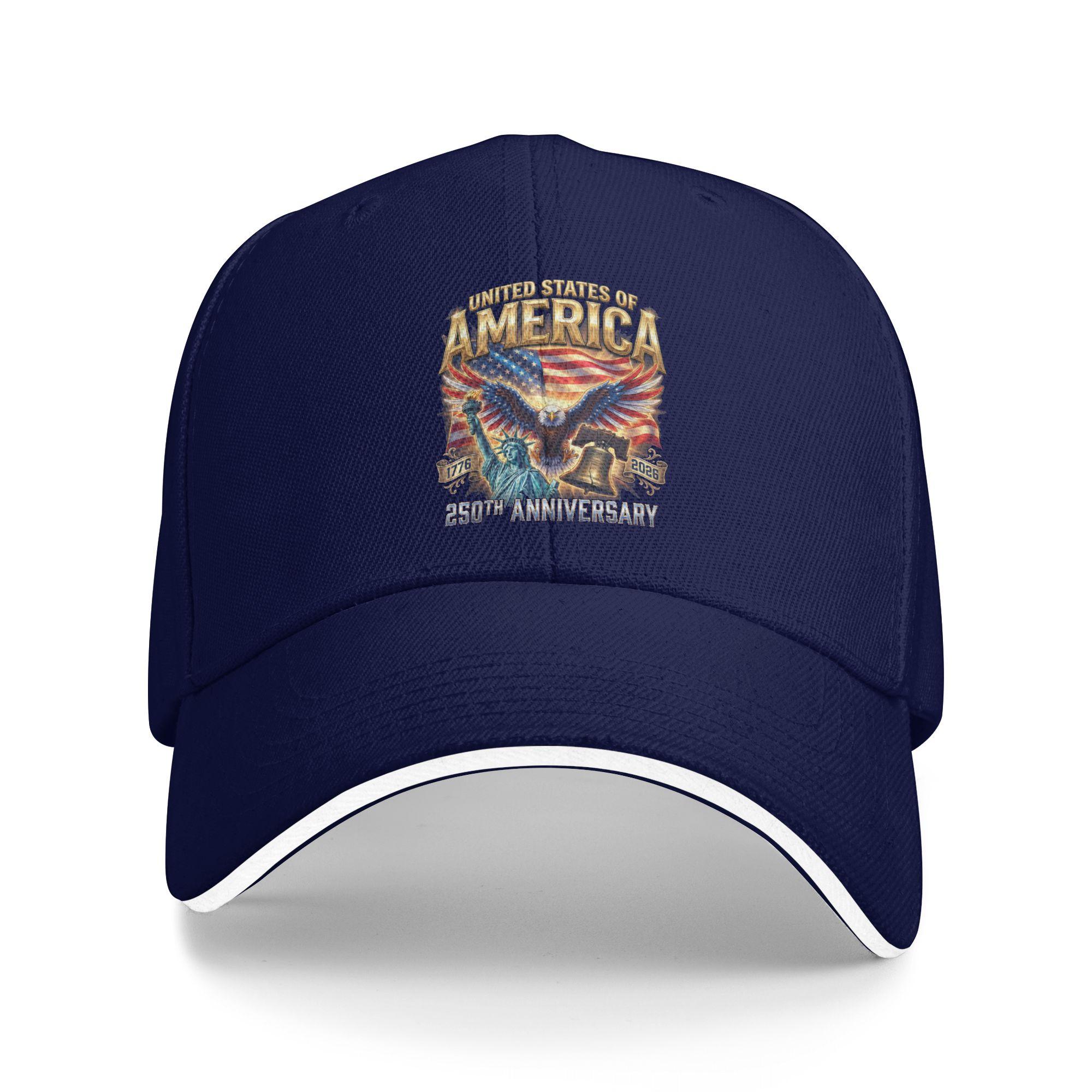

Eagle Flag 250 Years 1776 2026 250th Birthday Anniversary Baseball Cap Classic Men Hip Hop Hats Design Kpop Rock Snapback Cap As Picture темно-синього кольору