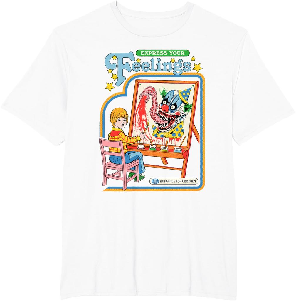Steven Rhodes Express Your Feelings Clown Retro Dark Humor TShirt New SpringSummer Arrivals Regular Fit Casual