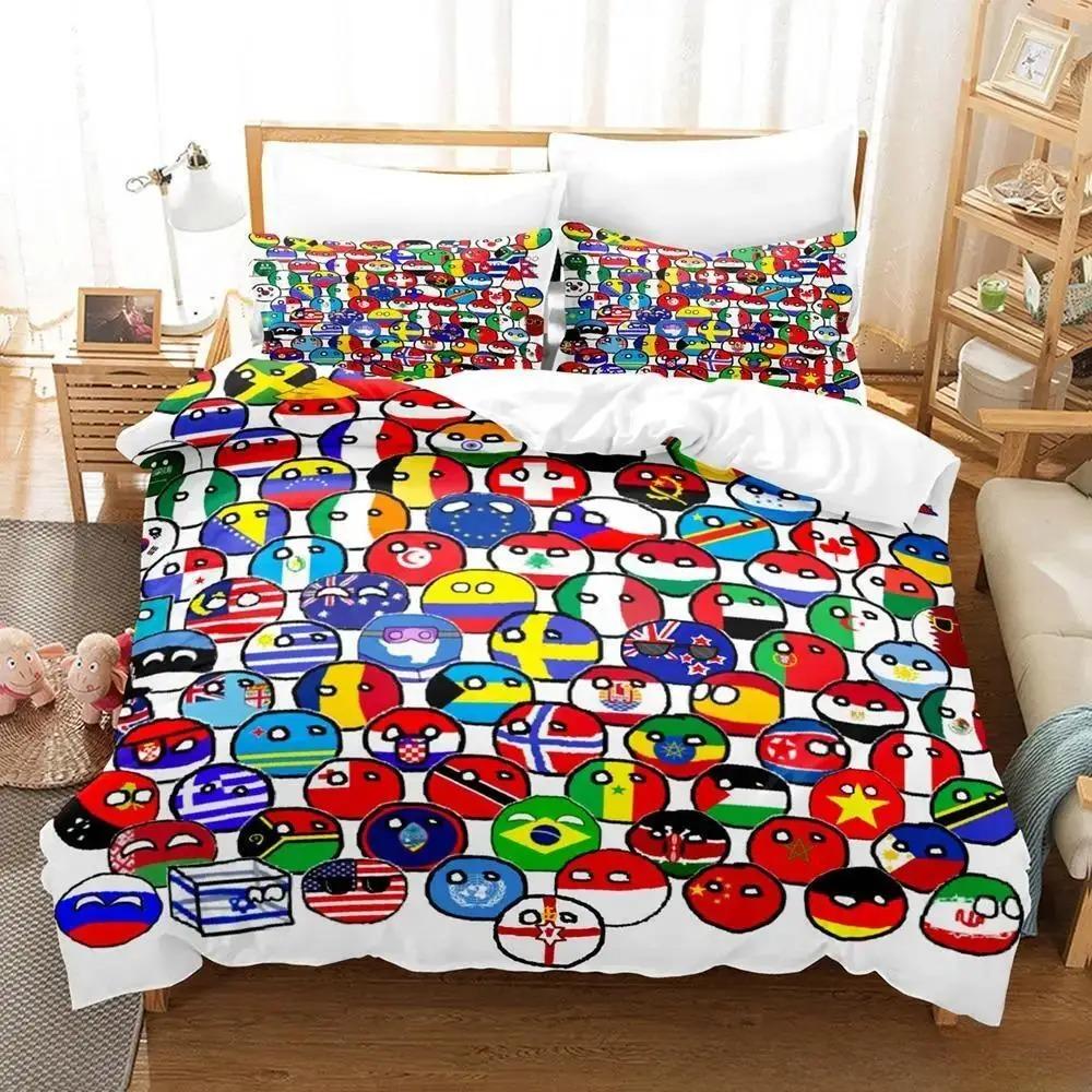New Countryball Polandballs Bedding Set Single Twin Full Queen King Size Bed Set Aldult Kid Bedroom Duvet Cover Sets 3D Anime