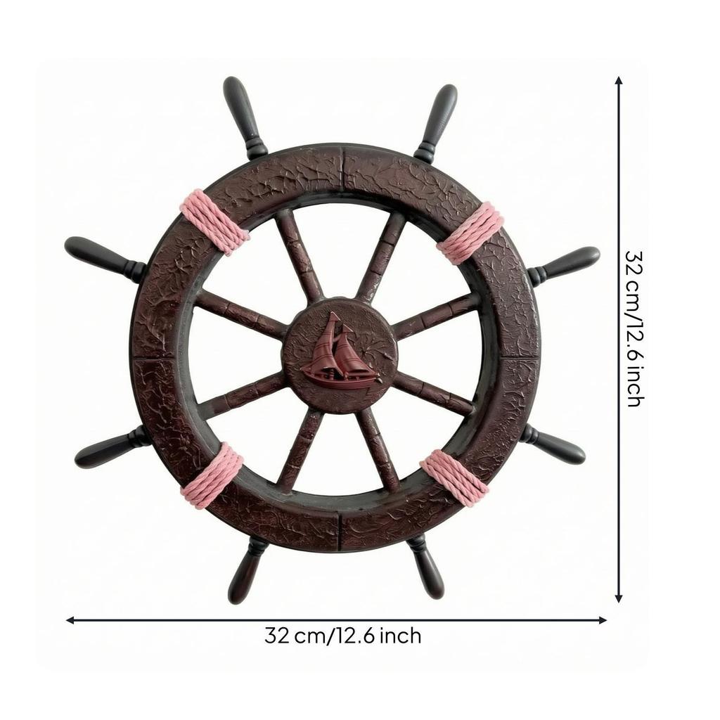 Ship Wheel Wall Decor Seafaring Wooden Hanging Weathered for