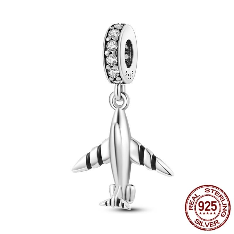 Copper Earth Airplane Globe Travel Dangle Pendants Charms Beautiful Bead Fits Genuine Bracelets Necklaces Jewellery Women