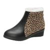 Pu Leather Ankle Women Fashion Boots Winter New 2025 Trend Leopard Print Wedges Designer Short Plush Warm Cozy Women Shoes Mujer