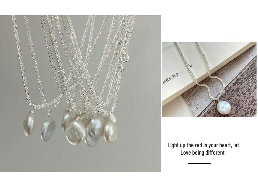 Monica-Style S925 Sterling Silver Baroque Pearl Star Necklace for Women