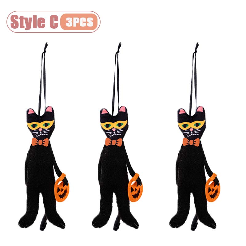 1-10PCS Halloween Hanging Decor Set Pumpkin Ghost Black Cat Skeleton Design for Home Wall Indoor Party Holiday Festival Decor