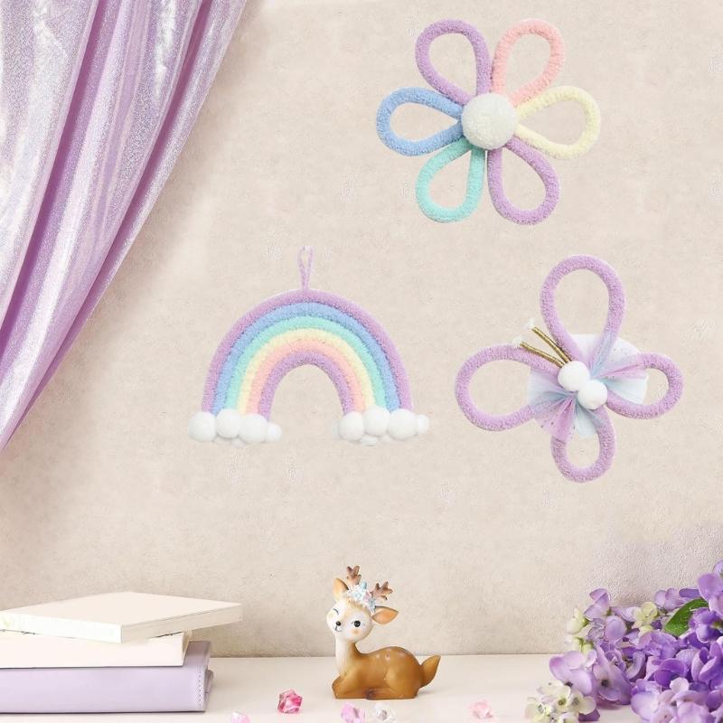 Handwovens Rainbows Butterfly Flowers Wall Decoration Nursery Bohemians Home Decoration For Children Playroom