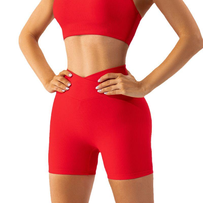 Cross Fitness Shorts Women's Outwear Seamless Tights V-Shaped Yoga Pants Summer Thin Quick-Drying Exercise Shorts