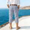 Herren Sport- und Freizeithose mit Streifen, verkürzt, mit elastischem Bund, gerader Beinschnitt