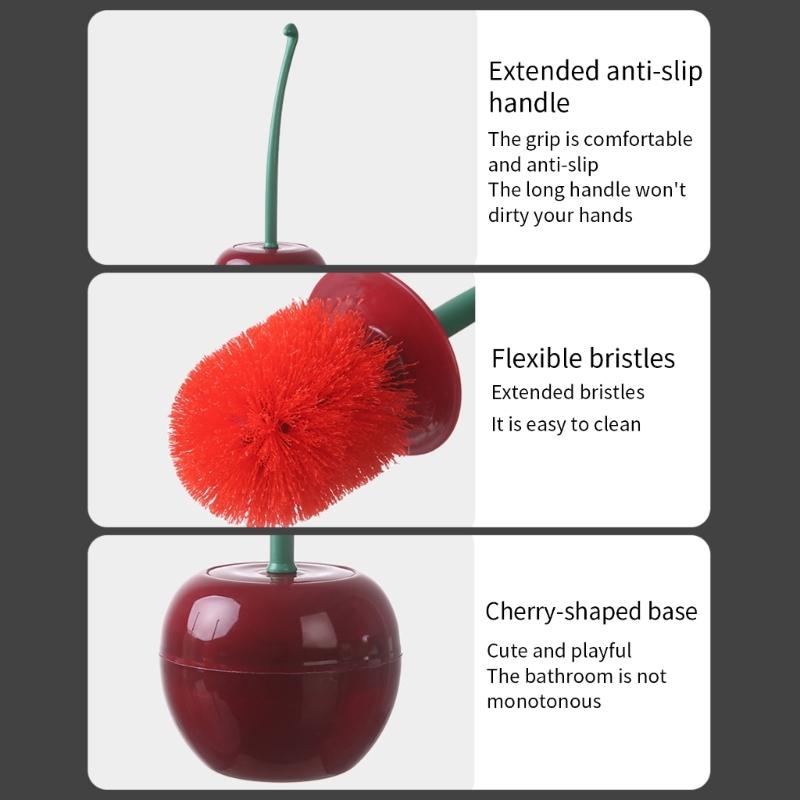Toilet Bowl Brush Cherries Shape Ergonomic Design Safe Material Effective Cleaning