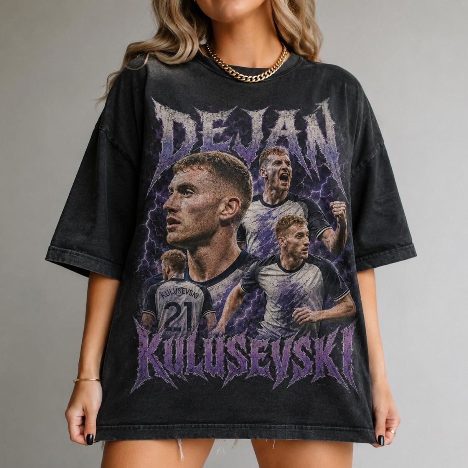 Dejan Kulusevski Soccer Shirt, Vintage Player Collage Tee, Sweden Football Fan Apparel M