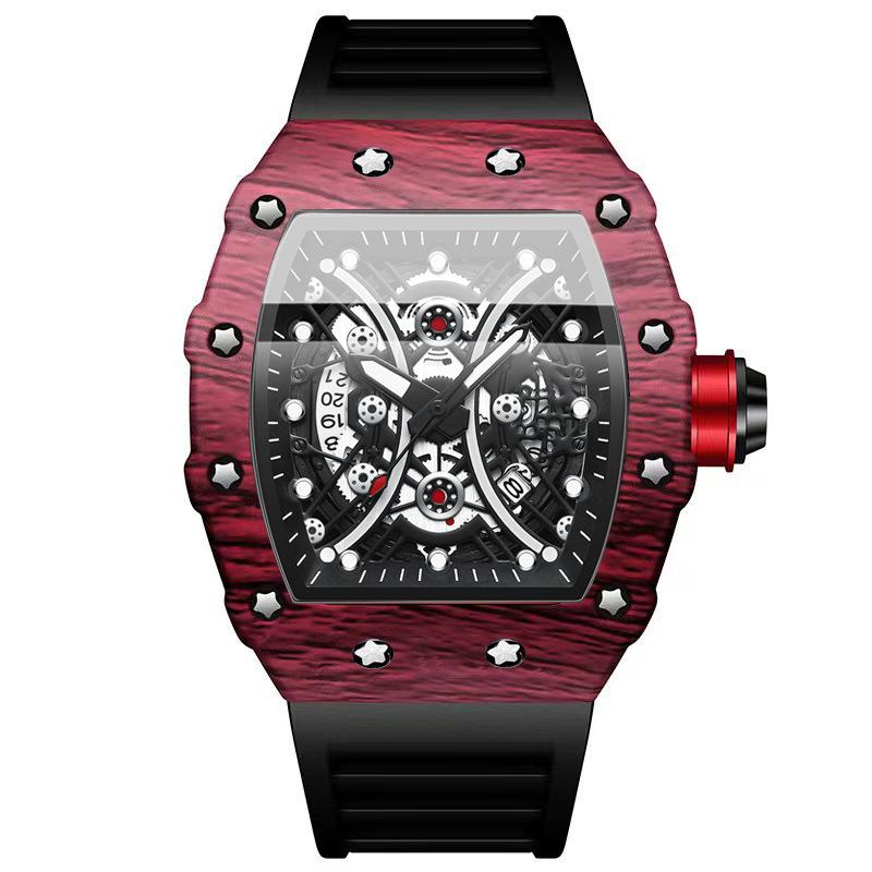 Top Brand Explosive Watch Men's Silicone Wine Barrel Luminous Fashion Sports Watch