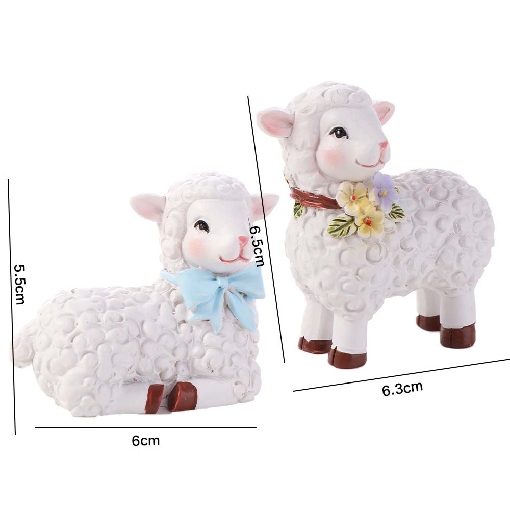 Kreative Cartoon Weiße Schafstatue Einzigartiges Harz-Handwerk Schaf-Ornament Handgefertigte Garten-Schaf-Figuren Haus-Schreibtisch-Dekoration