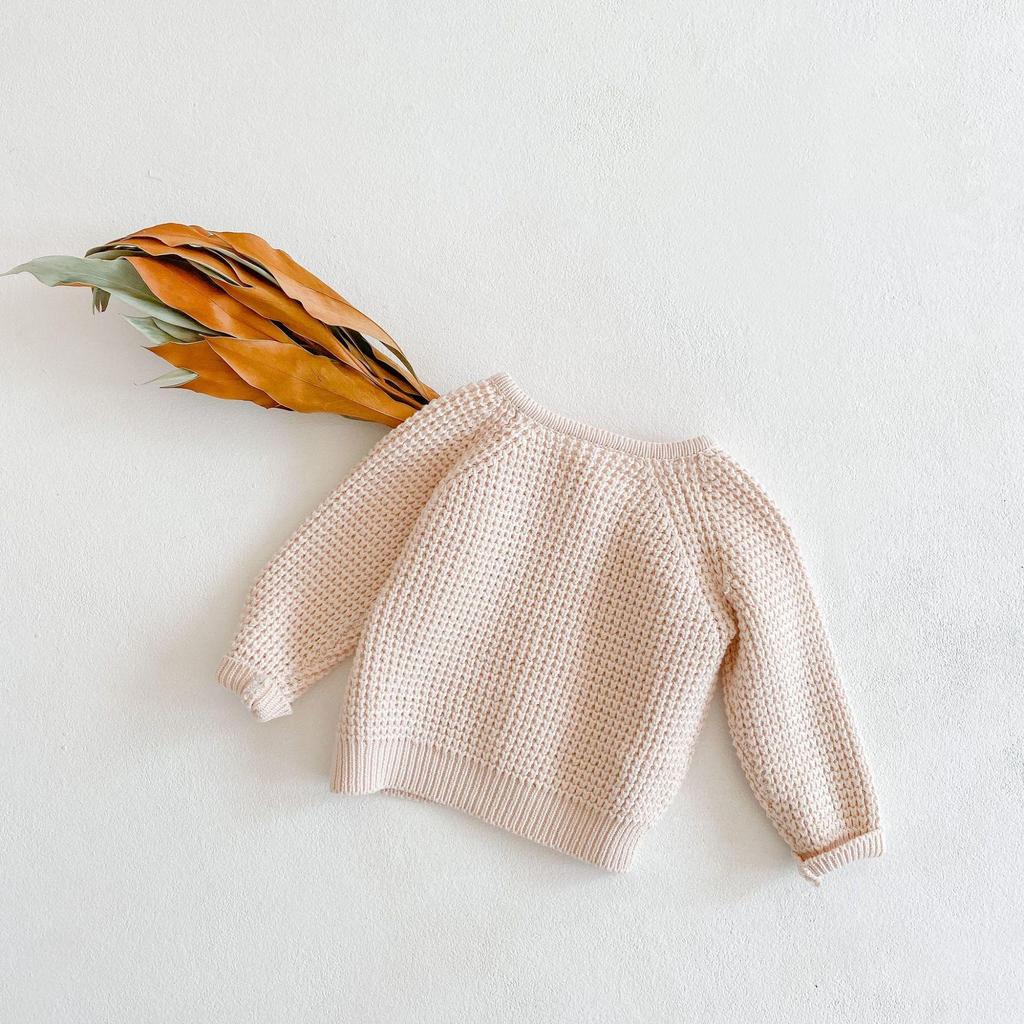 Spring & Autumn Baby Girls' Knitted Solid Color Jacket - Long Sleeve, Sweet Net Design