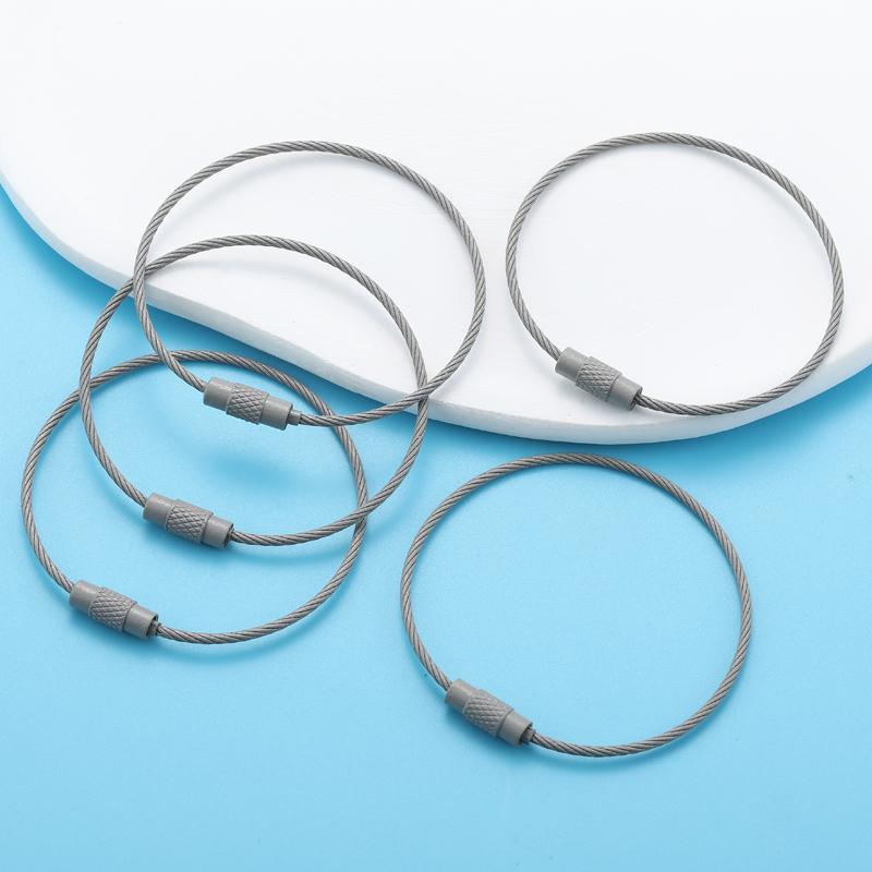 5-10pcs Colorful Metals Steel Wire Keychain Loop Solid Color Loop Holder Key Chains Diy Key Chain Accessories V167