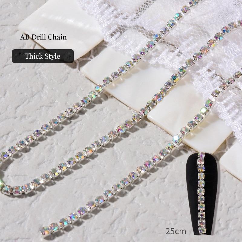 

Pearl Claw Chain Nail Rhinestone 3D Metal Silver Diamond Pearl Chain Can Be Cut DIY Nail Art Decorations Accessory
