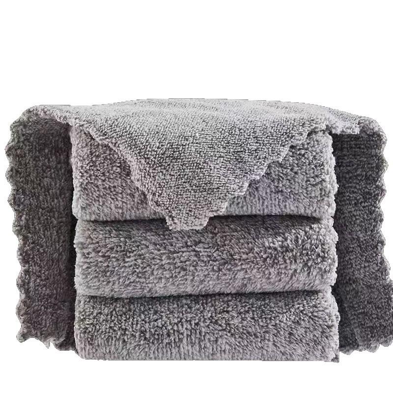 Thick Bamboo Charcoal Gray Dishcloth: Non-Shedding, Highly Absorbent Kitchen Cleaning Cloth 22x22cm