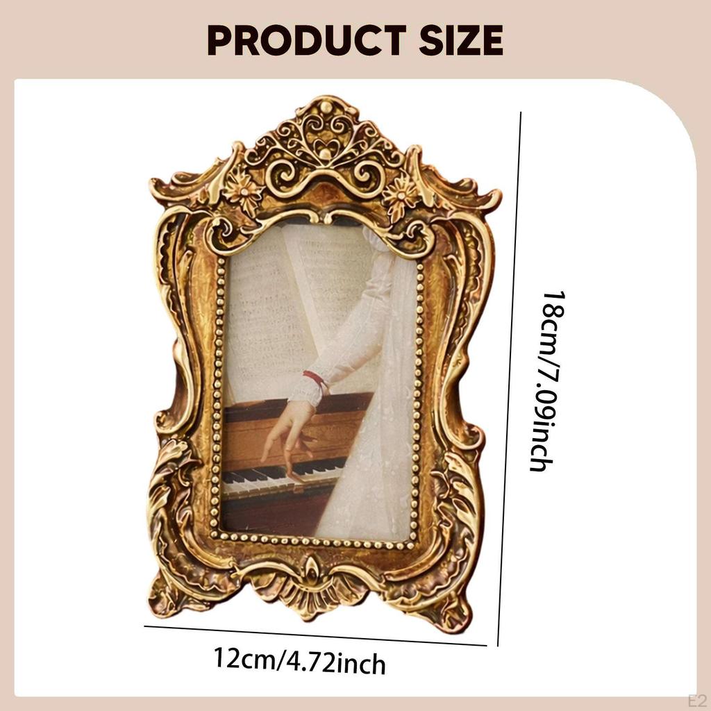 Photo Frame Tabletop Decor Elegant Embossed Picture Display Vintage for Table