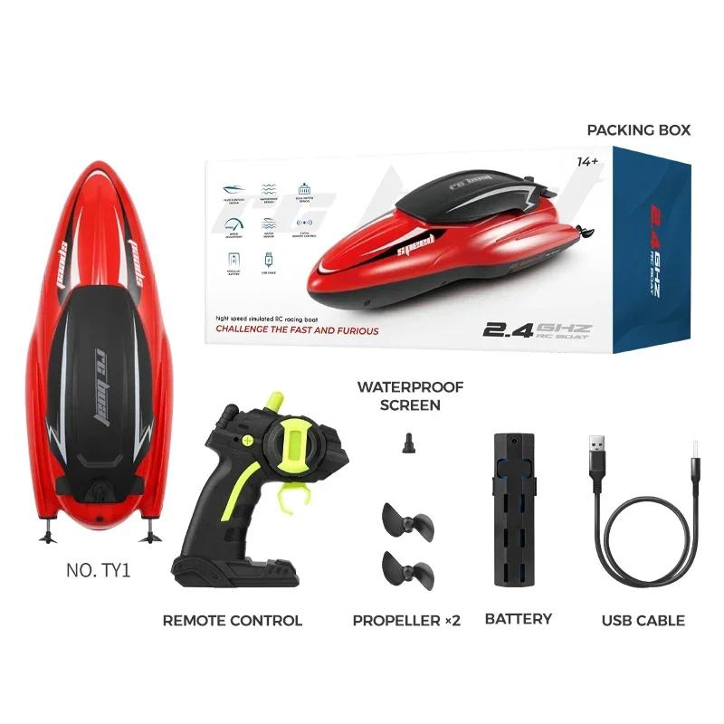 

Electric Rc High Speed Speedboat 2.4G Children s Remote Control Boat Ship Toys 2Ch Waterproof Race Competition Boat Kid Toys червоний