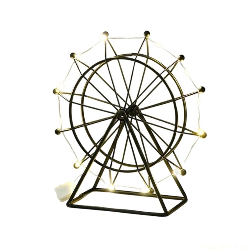 QX2E Riesenrad Modell mit Lichterkette Himmel Rad Dekorationen Drehendes Riesenrad