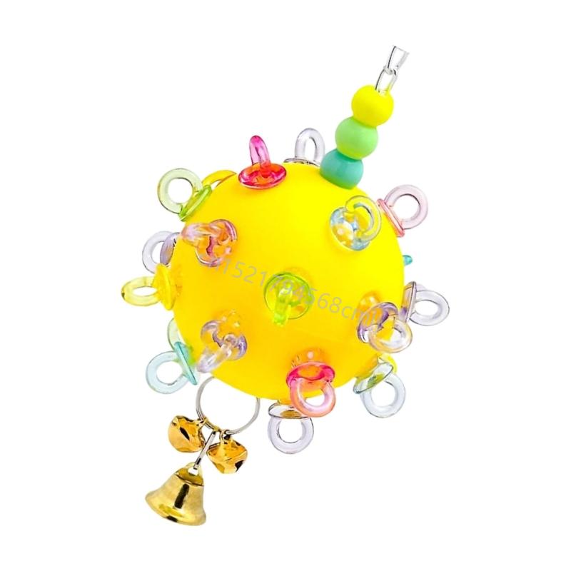 Safe Bird Chew Toy Hanging Teething Ball With Bells For Parrots Boredom Reduce 6XDE