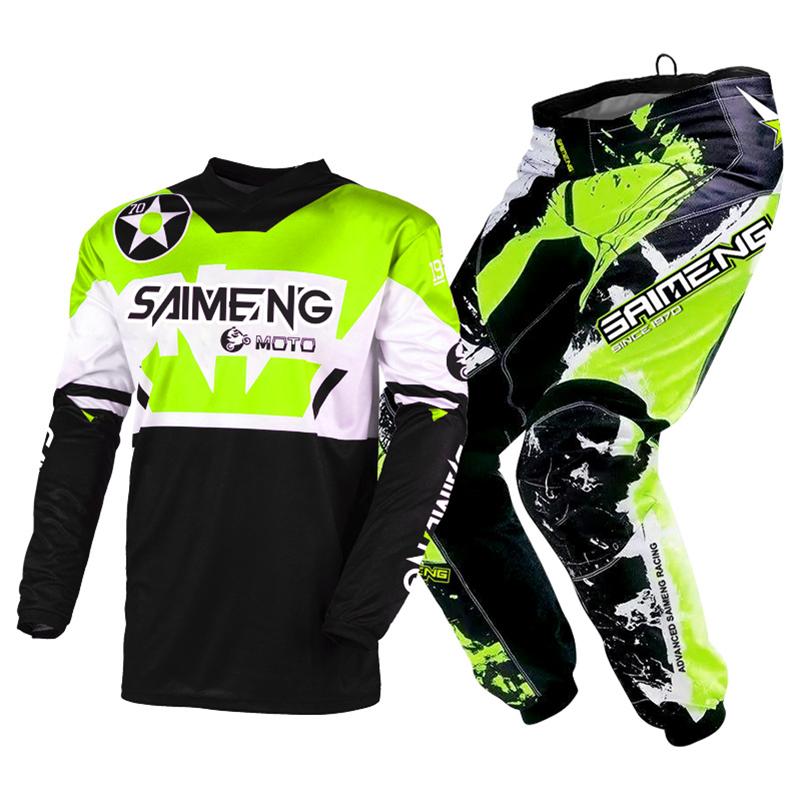 Sada oblečení na motokros pro děti Mladistvý dres Kalhoty Sety dítě zelená Motocykl černá 3 4 5 6 7 8 9 10 let Terénní oblek modrá oranžová Enduro kros chlapec dívka