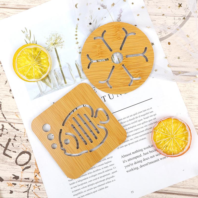 1Pc Bamboo Wooden Coaster Thick Anti-Scalding Insulation Non-Slip Pot Bowl Mat