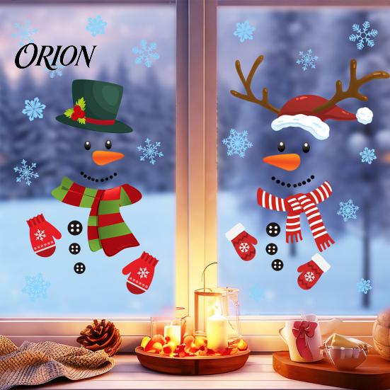 Waterproof Holiday Glass Decor 2Pcs Christmas Snowman Static Window Stickers, Simple Double Clings, Clings PVC Decals for Home Doors And Store