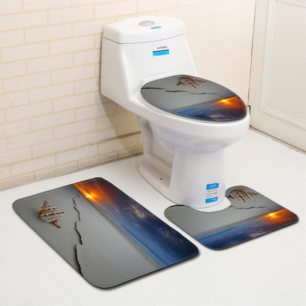 Shell Bathroom Floor Mat Toilet Three-Piece Set