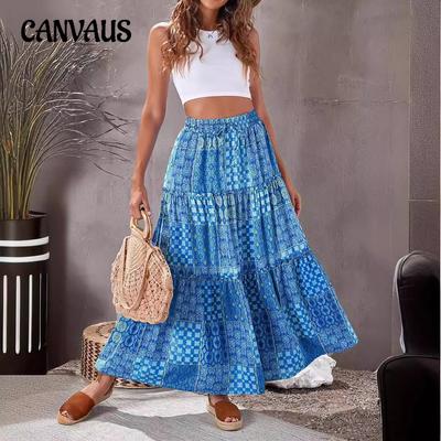 Summer Women's Skirt Printed Bohemian Beach Skirt Oversized Swing Half-body Skirt
