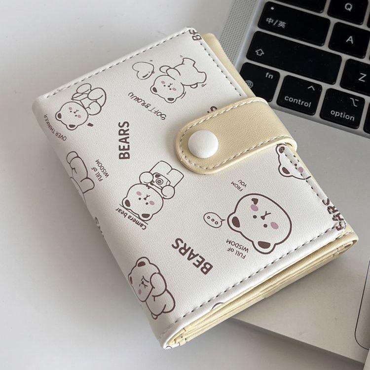 Women's Cute Cartoon Cat Trifold Wallet: Small, Fresh Multi-Card Slot Coin Purse