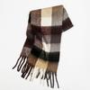 High-end color matching mohair scarf women's autumn and winter warmth thickened versatile plaid tassel